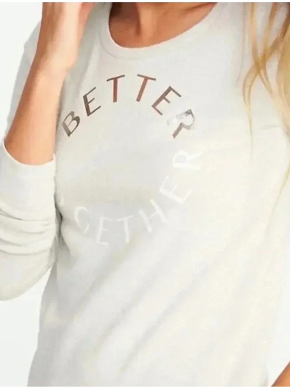 Old Navy Light Beige 'Better Together' Long Sleeve Tee
